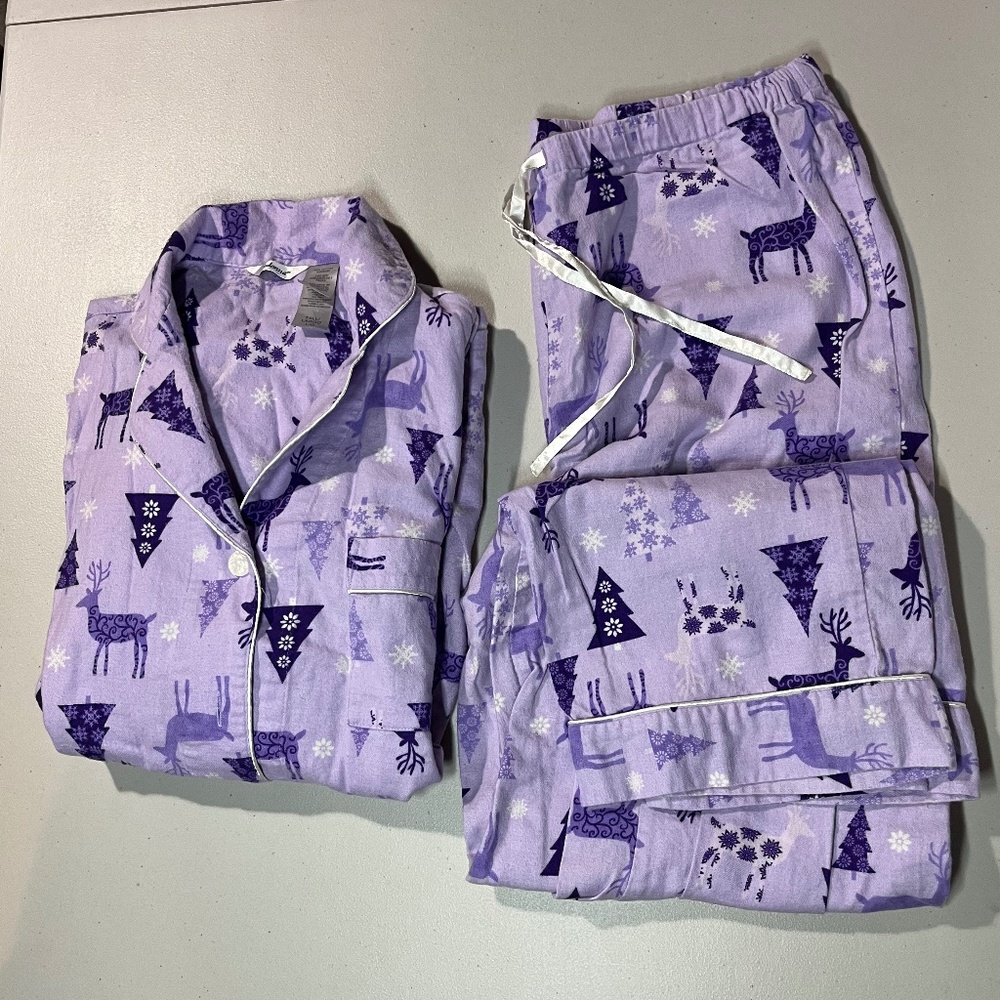 Tall Women’s Pajama Top & Bottom, Adonna brand, purple, 100% cotton flannel